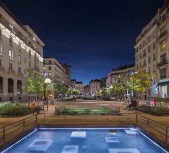 Mise en lumière de la place du Général Brosset à Lyon by night