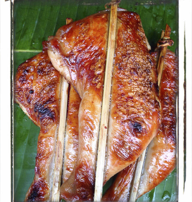 Brochettes de poulet, marché de Louang Prabang, Laos