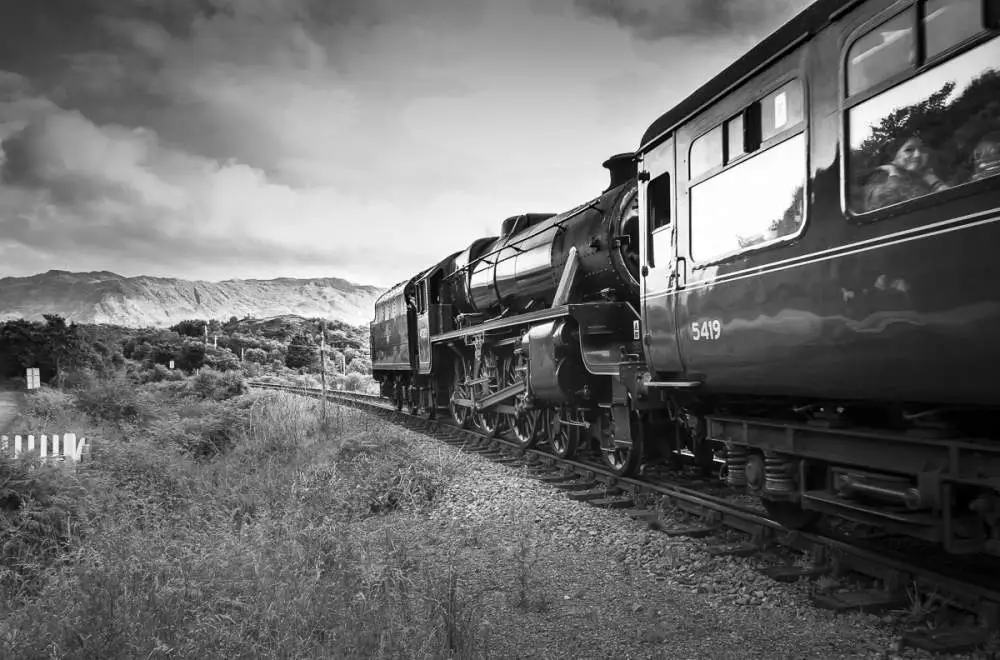 Train between Mallaig and Fort William.