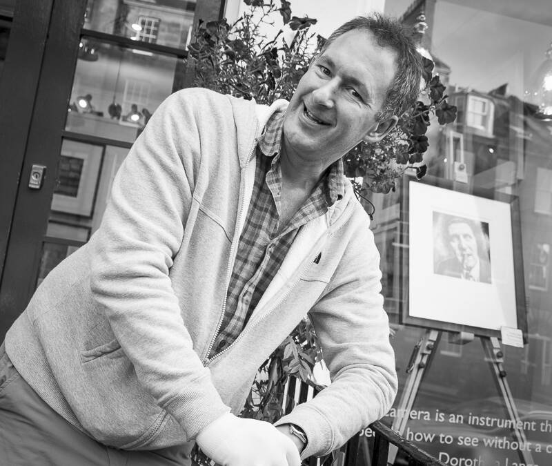 Chris Close, photographer in front of his gallery , Edinburgh