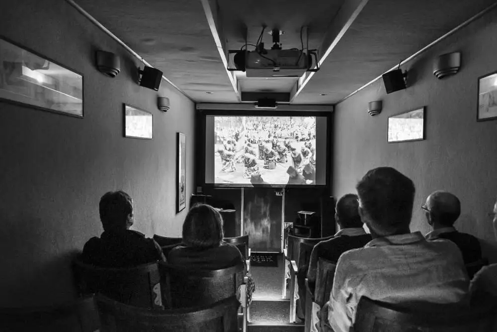 Into the mobile cinema truck